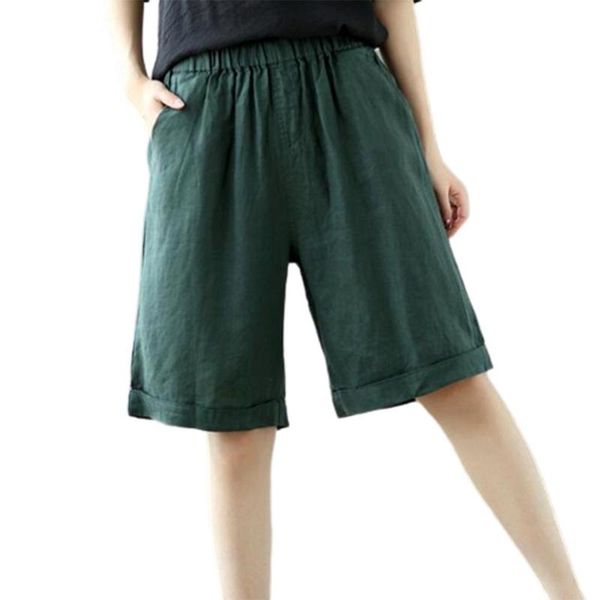 women's shorts missky women solid color five point summer elastic waist loose cotton linen for female, White;black
women's shorts missky women solid color five point summer elastic waist loose cotton linen for female, White;black