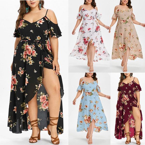 plus size women casual short sleeve elegant dress cold shoulder boho flower print long dress sukienka vestidos 44#g7, Black;gray
plus size women casual short sleeve elegant dress cold shoulder boho flower print long dress sukienka vestidos 44#g7, Black;gray
