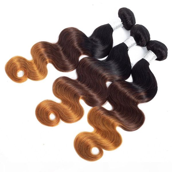 body wave hair extensions 3 bundles ombre three tone brazilian indian unprocessed virgin human hair weft 10-26inch, Black 
body wave hair extensions 3 bundles ombre three tone brazilian indian unprocessed virgin human hair weft 10-26inch, Black