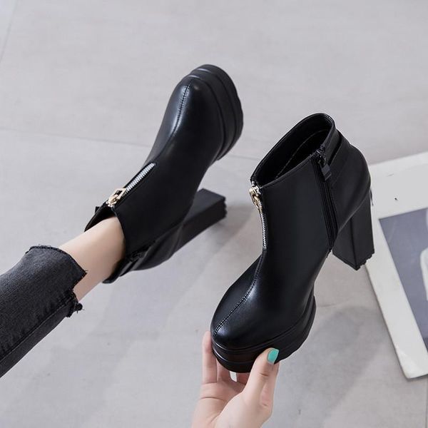 women boots high heels zipper women's low shoes platform luxury designer winter footwear round toe boots-women booties, Black
women boots high heels zipper women's low shoes platform luxury designer winter footwear round toe boots-women booties, Black