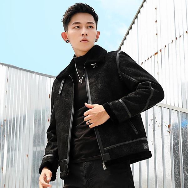genuine leather jacket men winter sheepskin coat short vintage shearling jacket men's real wool fur coat 036 kj38531, Black
genuine leather jacket men winter sheepskin coat short vintage shearling jacket men's real wool fur coat 036 kj38531, Black
