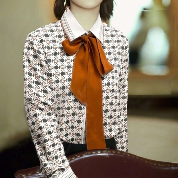 crepe de chine silk 100% spring autumn dign personalized niche printed shirt big bow fashion versatile, White
crepe de chine silk 100% spring autumn dign personalized niche printed shirt big bow fashion versatile, White