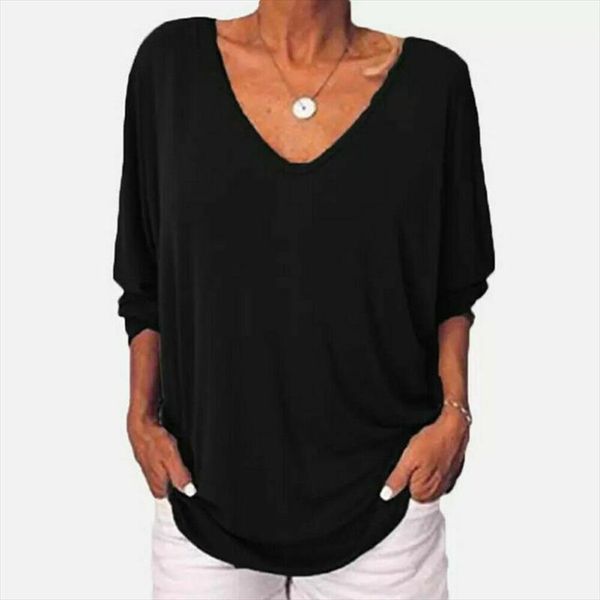 womens 3 4 sleeve v neck tee shirts plus size large back button t shirt new fashion drop shipping, White
womens 3 4 sleeve v neck tee shirts plus size large back button t shirt new fashion drop shipping, White