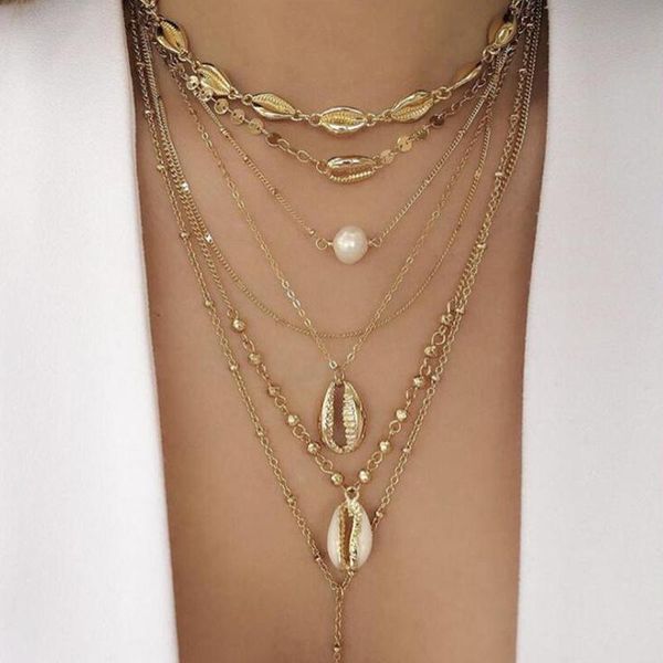 chains tocona punk chain gold color beach shell conch pearl beads multistorey pendant necklace for women boho party jewelry c19208, Silver
chains tocona punk chain gold color beach shell conch pearl beads multistorey pendant necklace for women boho party jewelry c19208, Silver
