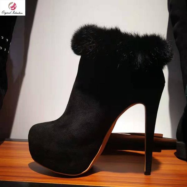 original intention winter women's faux fur snow boots thin heels ankle boots woman round toe platform black size 4-15
original intention winter women's faux fur snow boots thin heels ankle boots woman round toe platform black size 4-15
