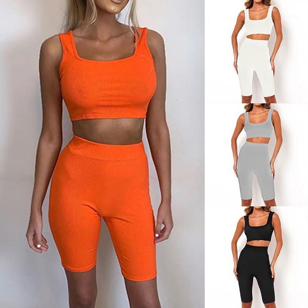 women two-piece sportswear set solid color sleeveless sports high waist shorts women suits1, White;red
women two-piece sportswear set solid color sleeveless sports high waist shorts women suits1, White;red