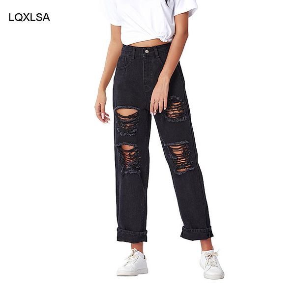 darlingaga punk style black high waist hole ripped jeans streetwear baggy pants denim long trousers boyfriend woman jeans bottom, Blue
darlingaga punk style black high waist hole ripped jeans streetwear baggy pants denim long trousers boyfriend woman jeans bottom, Blue