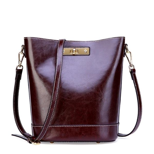 oil aax leather one shoulder portable messenger bag ladies button lock bucket bag brown / brown / black wine red
oil aax leather one shoulder portable messenger bag ladies button lock bucket bag brown / brown / black wine red