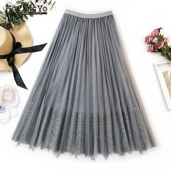 women summer lace print skirt 2020 new korean gauze tulle skirt elegant ladies casual solid a-line mid-calf pleated midi skirts1, Black
women summer lace print skirt 2020 new korean gauze tulle skirt elegant ladies casual solid a-line mid-calf pleated midi skirts1, Black