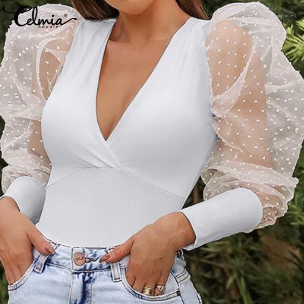celmia women blouses 2020 summer see-through mesh sheer dot shirts puff long sleeve v neck casual blusas plus size 5xl1, White
celmia women blouses 2020 summer see-through mesh sheer dot shirts puff long sleeve v neck casual blusas plus size 5xl1, White