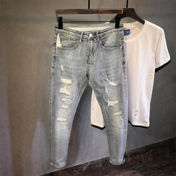 корейский стиль мода мужские джинсы ретро light blue упругие slim fit ripped denim брюки карандаш дизайнер уличная hip hop брюки
корейский стиль мода мужские джинсы ретро light blue упругие slim fit ripped denim брюки карандаш дизайнер уличная hip hop брюки