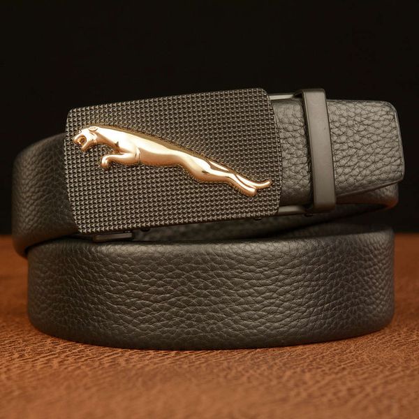 haughty leopard auto button layer men's leisure business belt pure leather jeans with personality, Black;brown 
haughty leopard auto button layer men's leisure business belt pure leather jeans with personality, Black;brown