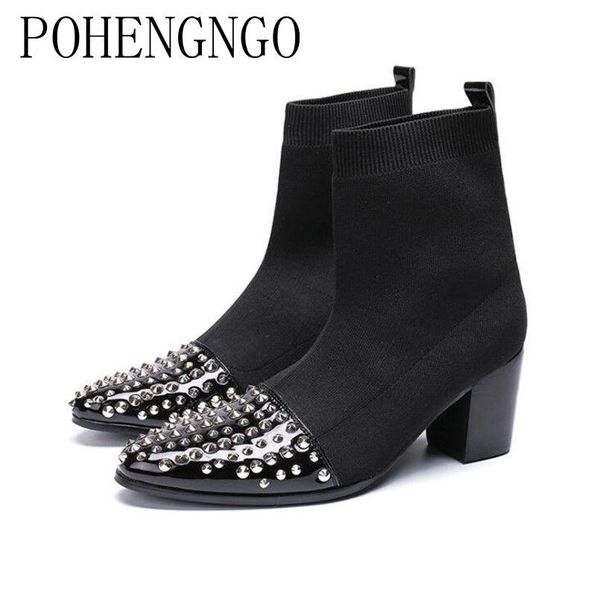 boots autumn winter fashion men high heels knit stretch socks dress nightclub bars career work rivets shoes, Black
boots autumn winter fashion men high heels knit stretch socks dress nightclub bars career work rivets shoes, Black