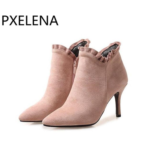boots pxelena elegant stiletto high heels ankle women pointed toe flock ruffles office ladies party dress date short 34-43, Black
boots pxelena elegant stiletto high heels ankle women pointed toe flock ruffles office ladies party dress date short 34-43, Black