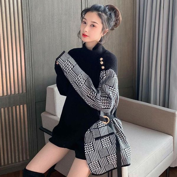 women's sweaters french gentle wind design feeling asymmetric splicing turtleneck pullovers female plover case with winter wear a sweat, White;black
women's sweaters french gentle wind design feeling asymmetric splicing turtleneck pullovers female plover case with winter wear a sweat, White;black
