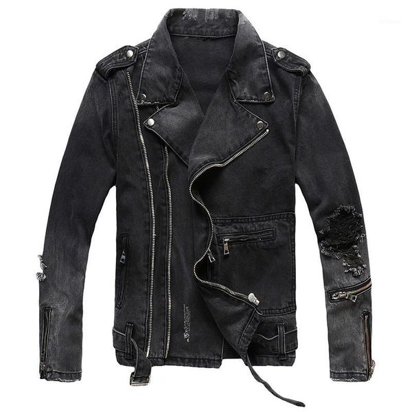 jeans jacket men men's zippers black denim jean biker jacket for motorcycle vintage epaulet holes ripped distressed coat1, Black;brown
jeans jacket men men's zippers black denim jean biker jacket for motorcycle vintage epaulet holes ripped distressed coat1, Black;brown