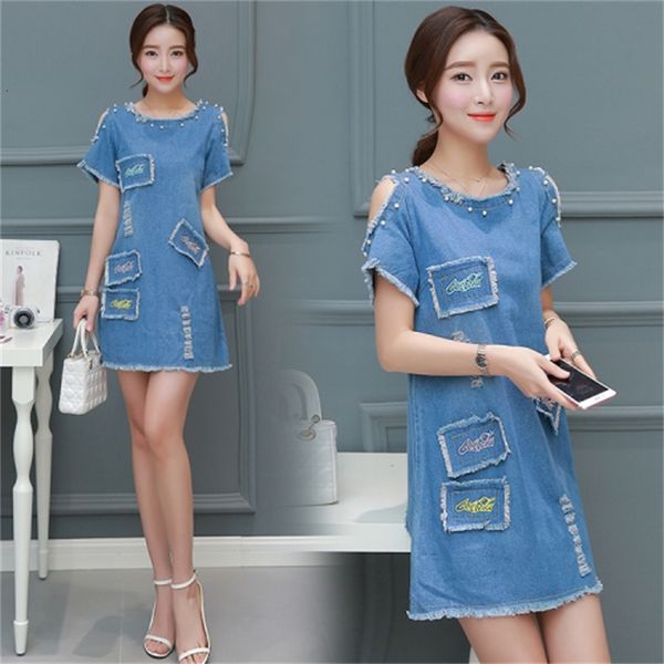 beading denim hole for woman plus size casual ladies dressed in korean evening dress gjvg, Black;gray
beading denim hole for woman plus size casual ladies dressed in korean evening dress gjvg, Black;gray