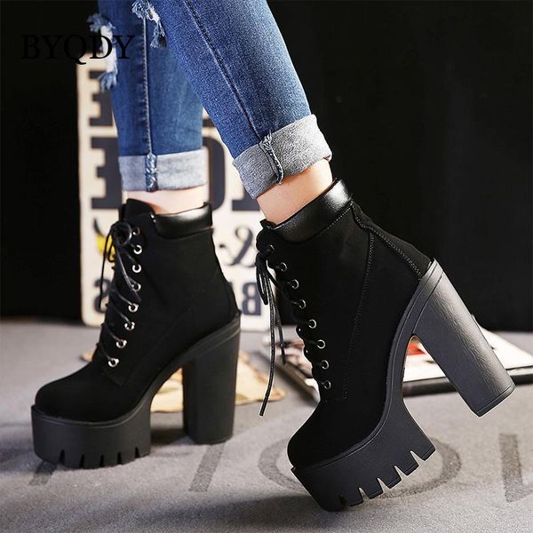 boots byqdy round toe ankle for woman fashion square heels flock ladies booties lace up platform autumn footwear plus 41-42, Black
boots byqdy round toe ankle for woman fashion square heels flock ladies booties lace up platform autumn footwear plus 41-42, Black