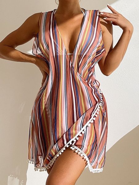 striped pompom kimono 83ca#, White;black
striped pompom kimono 83ca#, White;black