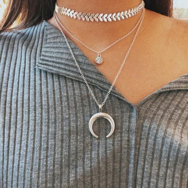 huatang multilayer crescent pendant necklace 3 layer crystal moon arrow long chains necklaces for women girl choker jewelry 9752, Silver
huatang multilayer crescent pendant necklace 3 layer crystal moon arrow long chains necklaces for women girl choker jewelry 9752, Silver