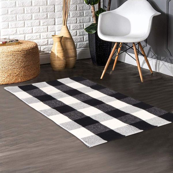 black and white rug cotton plaid rugs woven nordic mat washable carpet area for kitchen floor doormat home living room outdoor
black and white rug cotton plaid rugs woven nordic mat washable carpet area for kitchen floor doormat home living room outdoor