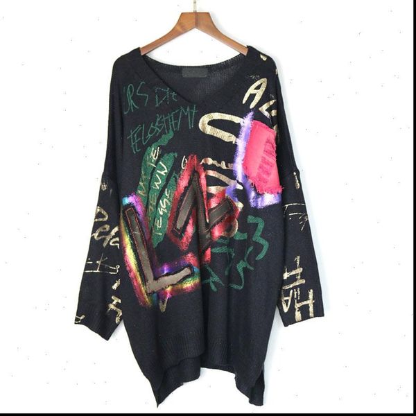 letter pattern thick knitted women fashion 2021 autumn winter elegant v neck irregular personality casual sweater top, White;black
letter pattern thick knitted women fashion 2021 autumn winter elegant v neck irregular personality casual sweater top, White;black