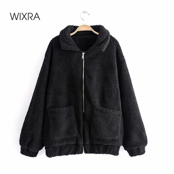 women's fur & faux wixra womens casual zippers furry jackets ladies pockets soft lamb wool trendy street style overcoat autumn winter, Black 
women's fur & faux wixra womens casual zippers furry jackets ladies pockets soft lamb wool trendy street style overcoat autumn winter, Black