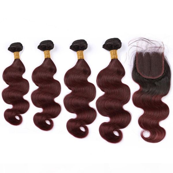 dark root 99j ombre malaysian wavy human hair 4bundles with clsoure wine red ombre lace closure with weaves ombre burgundy hair extensions, Black
dark root 99j ombre malaysian wavy human hair 4bundles with clsoure wine red ombre lace closure with weaves ombre burgundy hair extensions, Black