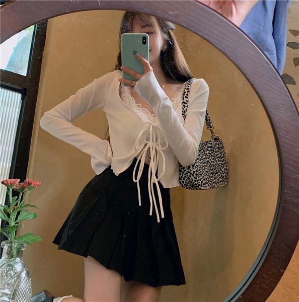 rui yifan vest slim fit sunscreen long sleeve short lace up cardigan + lace vest two piece set for women i6az3, White
rui yifan vest slim fit sunscreen long sleeve short lace up cardigan + lace vest two piece set for women i6az3, White