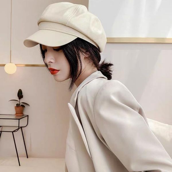 stingy brim hats women pu leather octagonal hat matte korean fashion solid color berets wild curved peaked cap casual visor 2021, Blue;gray
stingy brim hats women pu leather octagonal hat matte korean fashion solid color berets wild curved peaked cap casual visor 2021, Blue;gray