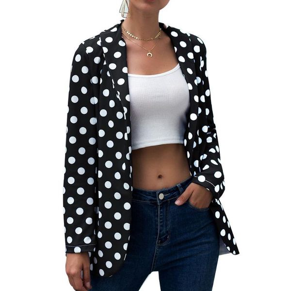 women polka-dot suit jacket long-sleeve casual loose suit for work office xrq88, White;black
women polka-dot suit jacket long-sleeve casual loose suit for work office xrq88, White;black
