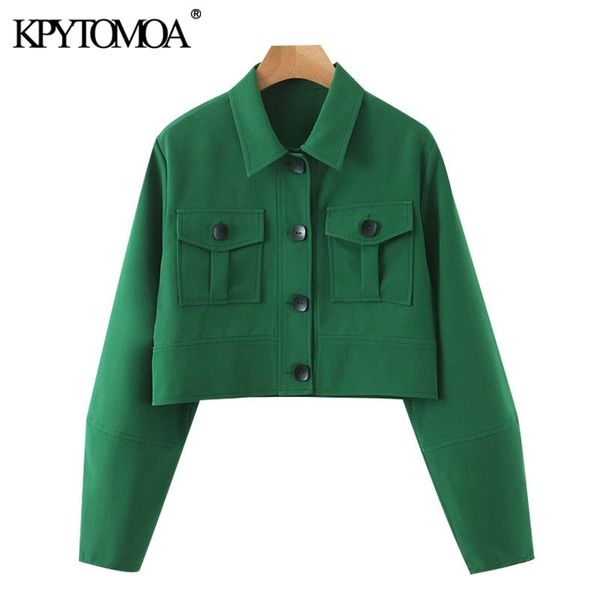 kpytomoa women fashion safari style pockets cropped jacket coat vintage lantern sleeve button-up female outerwear chic 201017, Black;brown
kpytomoa women fashion safari style pockets cropped jacket coat vintage lantern sleeve button-up female outerwear chic 201017, Black;brown