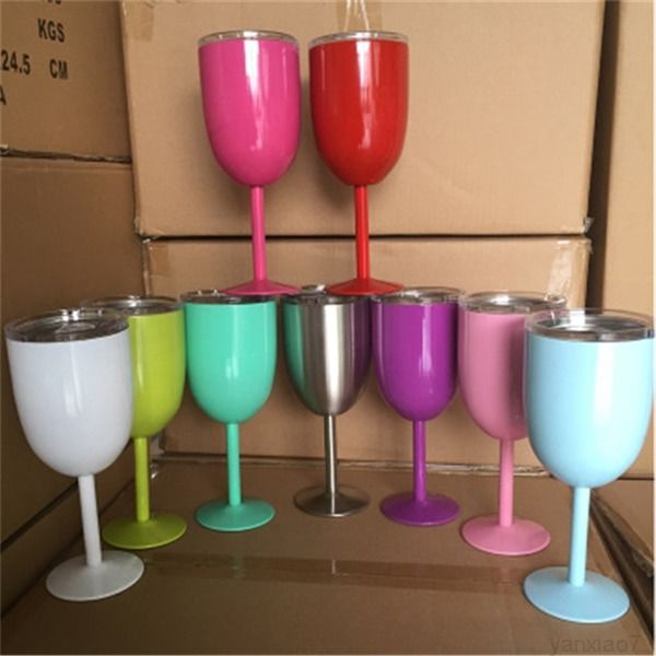 10oz goblets glasses double layer stainless steel cup beer coffee wine glass with lid a05
10oz goblets glasses double layer stainless steel cup beer coffee wine glass with lid a05