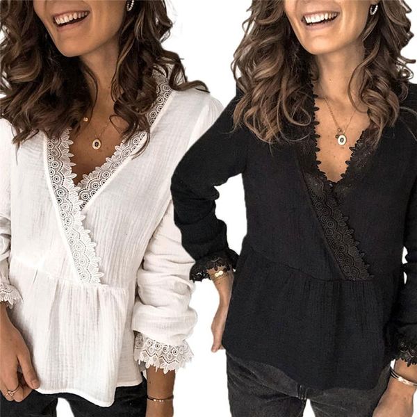 2021 women shirts spring autumn elegant long sleeve v-neck shirts women work lace floral plus size mujer blouse, White
2021 women shirts spring autumn elegant long sleeve v-neck shirts women work lace floral plus size mujer blouse, White