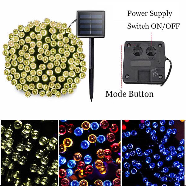 100/200 Led Solar String Light Outdoor Waterproof For Garden Decoration 3mode Christmas Garland Solar Powered Lamp Fairy Strip Light