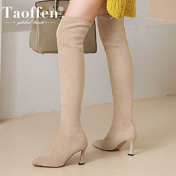 taoffen stretch women over knee boots flock high heel square toe shoes slip on warm boots fashion women footwear size 34-43, Black
taoffen stretch women over knee boots flock high heel square toe shoes slip on warm boots fashion women footwear size 34-43, Black