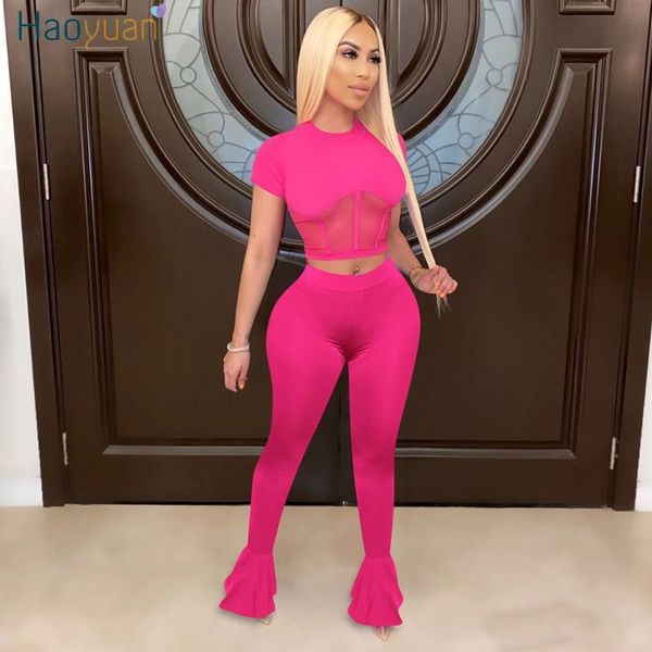 haoyuan two piece set women tracksuit summer clother mesh sheer splice crop flare pant 2 pcs club outfits matching sets t200706, Gray
haoyuan two piece set women tracksuit summer clother mesh sheer splice crop flare pant 2 pcs club outfits matching sets t200706, Gray
