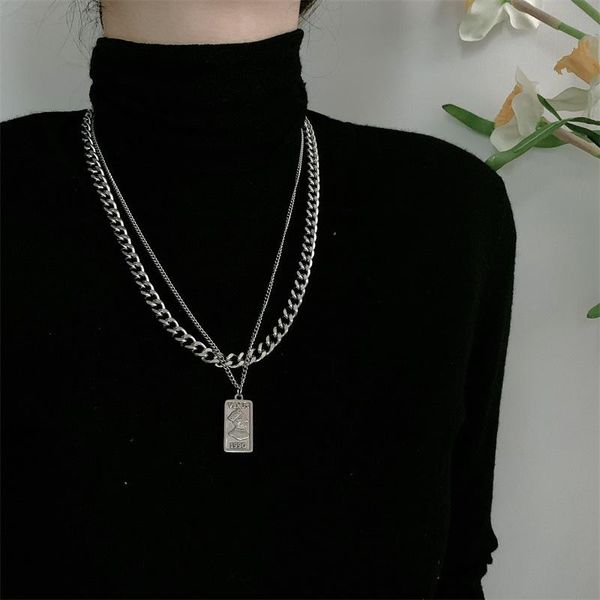 fashion retro simple double-layer titanium steel necklace street men and women all-match jewelry sale, Silver
fashion retro simple double-layer titanium steel necklace street men and women all-match jewelry sale, Silver