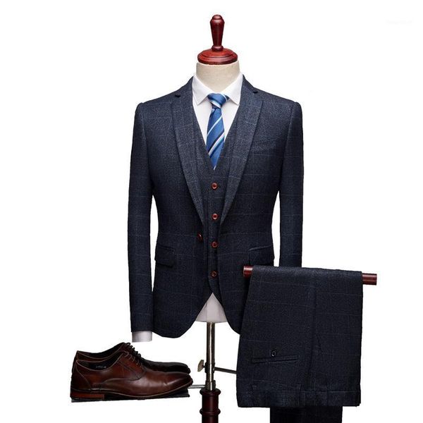 men's business formal plaid blazers suits slim fit 3 piece prom navy blue mens wedding party suits tuxedo1, White;black
men's business formal plaid blazers suits slim fit 3 piece prom navy blue mens wedding party suits tuxedo1, White;black