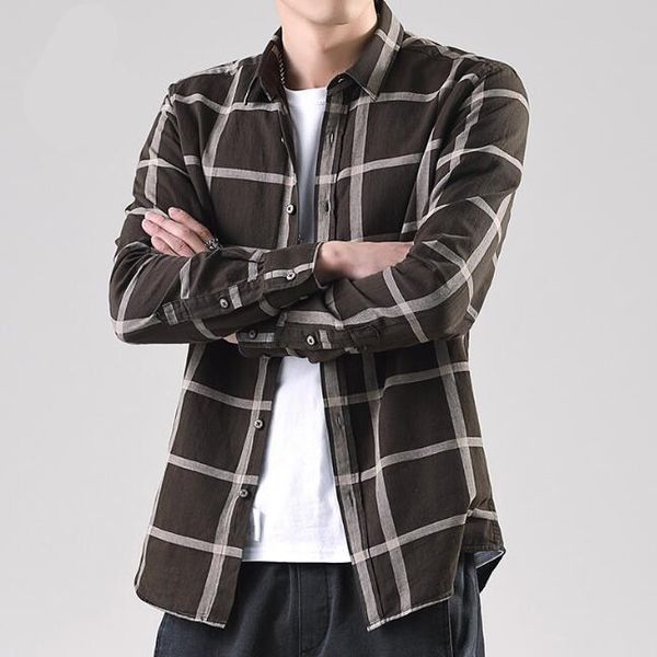 plaid shirts long sleeve shirt men casual plaid shirts male strip, White;black