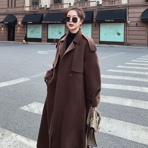 q303 winter korean female single fashion long woolen coat new autumn blends elegant slim solid women style causal breasted 2020 qgkic, Black
q303 winter korean female single fashion long woolen coat new autumn blends elegant slim solid women style causal breasted 2020 qgkic, Black