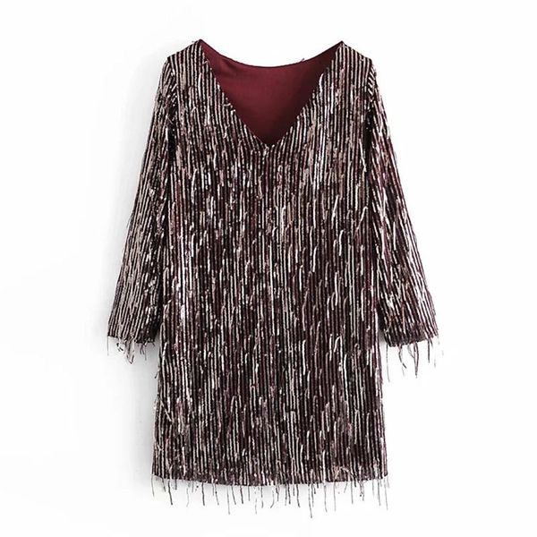 casual dresses blsqr fashion tassels sequined mini dress women vintage v-neck long sleeve female 2021 chic vestidos, Black;gray
casual dresses blsqr fashion tassels sequined mini dress women vintage v-neck long sleeve female 2021 chic vestidos, Black;gray