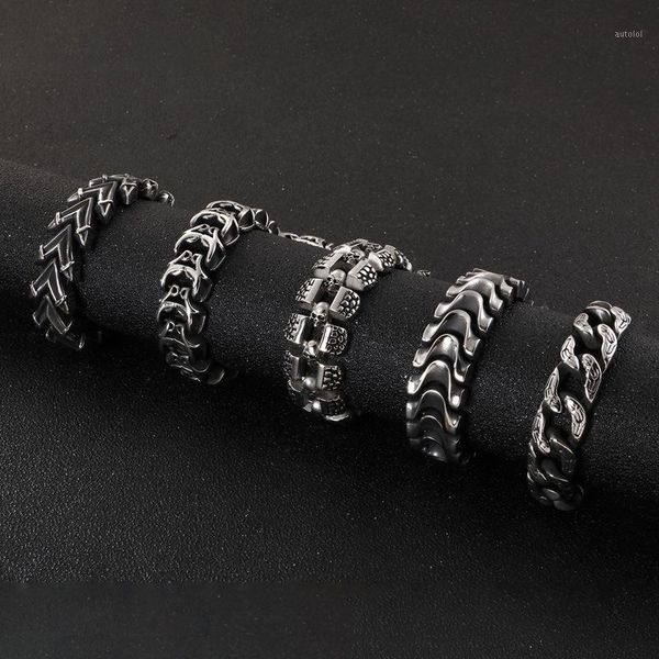 vintage silver stainless steel charm biker bracelets for men punk rock hiphop boys skull link chain bracelet wristband jewelry1, Black
vintage silver stainless steel charm biker bracelets for men punk rock hiphop boys skull link chain bracelet wristband jewelry1, Black