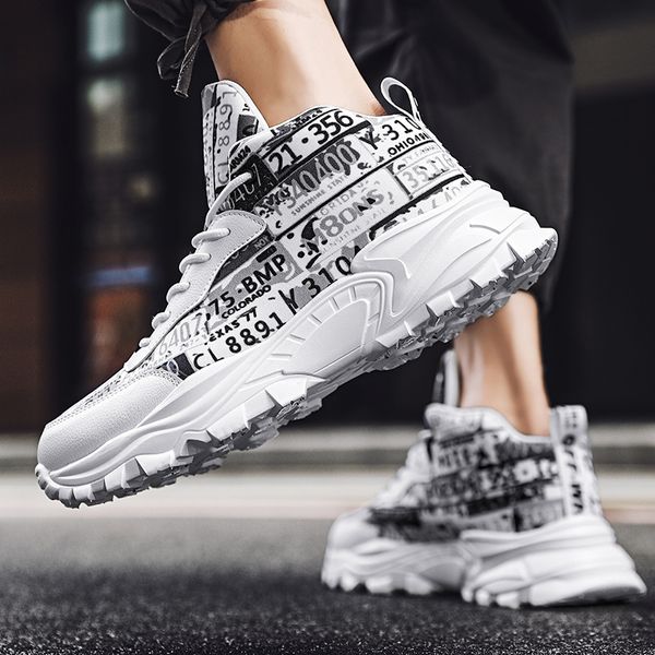 new men's fashion casual trend breathable high shoes graffiti lace-up rubber height increasing leisure, Black;brown
new men's fashion casual trend breathable high shoes graffiti lace-up rubber height increasing leisure, Black;brown