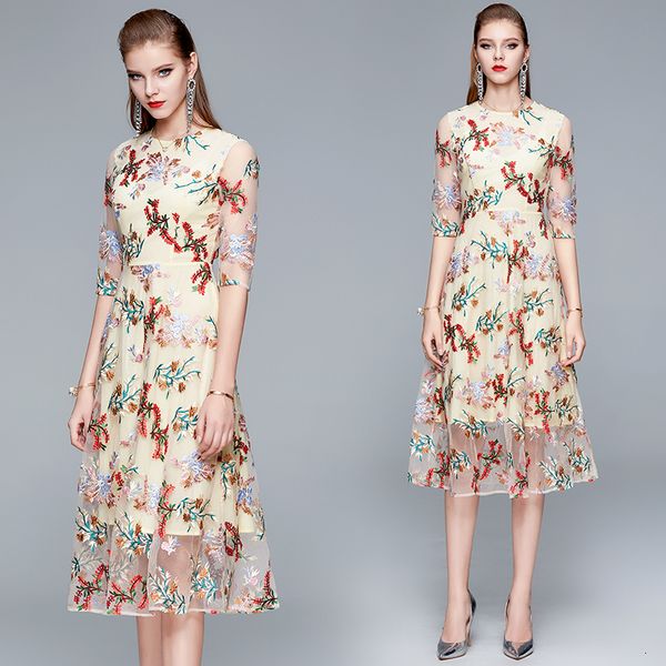 2021 new summer european brand designer runway luxury women's mesh embroidery flowers slim long midi party es rjdb, Black;gray
2021 new summer european brand designer runway luxury women's mesh embroidery flowers slim long midi party es rjdb, Black;gray