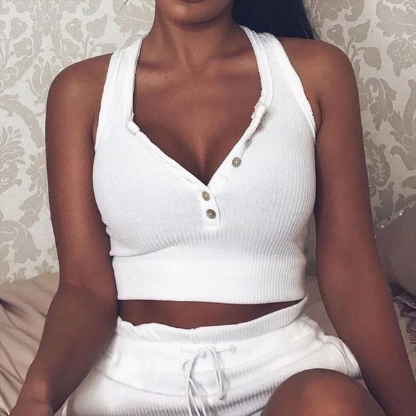 fashion women solid ribbed sleeveless buttonts casual short crop tank summer for women 2020 haut femme streetwear, White
fashion women solid ribbed sleeveless buttonts casual short crop tank summer for women 2020 haut femme streetwear, White