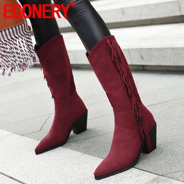 boots egonery winter est fashion mid calf outside high heels pointed toe fringe flock women shoes drop size 32-45, Black
boots egonery winter est fashion mid calf outside high heels pointed toe fringe flock women shoes drop size 32-45, Black