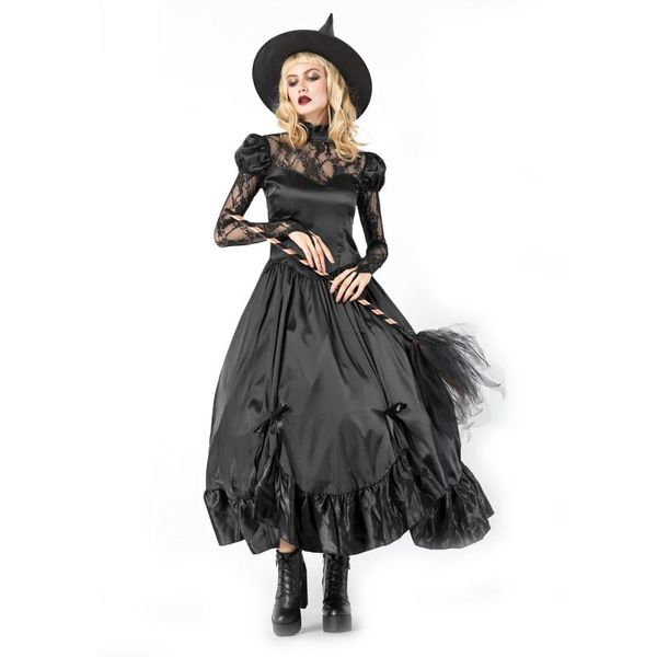 costume accessories lady women black halloween witch long sorceress queen lace sleeve with hat dresses, Silver
costume accessories lady women black halloween witch long sorceress queen lace sleeve with hat dresses, Silver