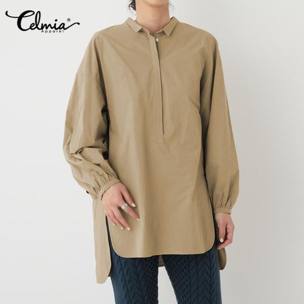 women and blouses celmia 2020 autumn long sleeve casual solid work shirts tunic female loose buttons asymmetrical blusas 7, White
women and blouses celmia 2020 autumn long sleeve casual solid work shirts tunic female loose buttons asymmetrical blusas 7, White