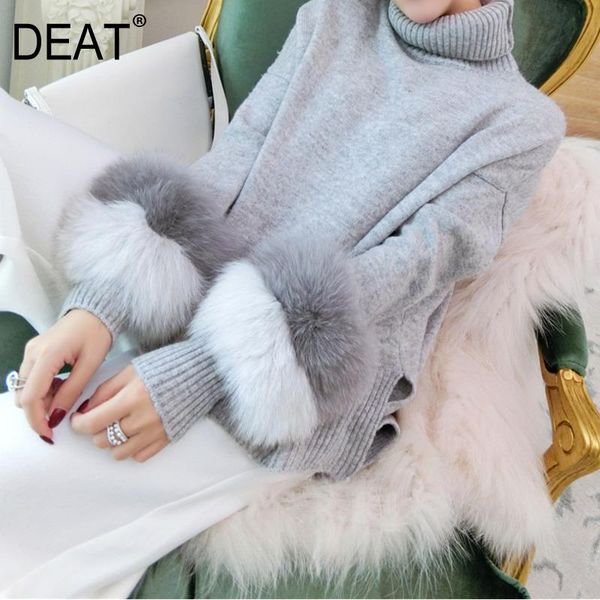 deat 2020 new autumn and winter turtleneck flare real fur knitting elastic pullover loose sweater wo24000l, White;black
deat 2020 new autumn and winter turtleneck flare real fur knitting elastic pullover loose sweater wo24000l, White;black